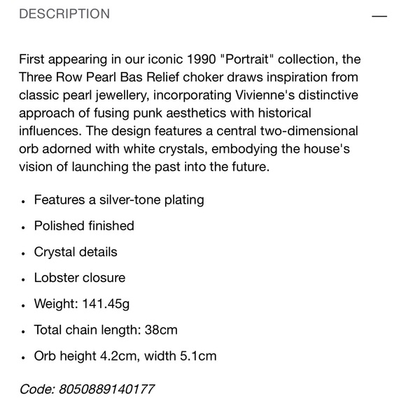 Vivienne Westwood Three Row Pearl Pearls Bas Relief Choker Cream White Necklace - Picture 9 of 17